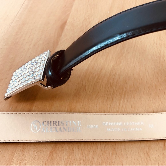 Christine Alexander Leather Belt Swarovski Crystal - Picture 3 of 5